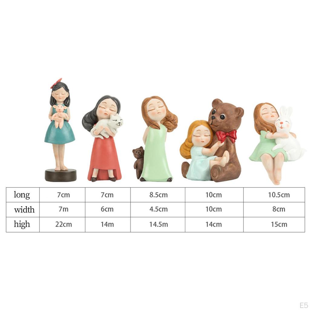 Girl Figurines Statues Crafts Creative Figure Tabletop Decoration Ornament for Car Dashboard