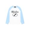 WE11DONE FW22 Круглый логотип Color Block Реглан Принт с буквами Круглый вырез Длинный рукав Футболка Унисекс Топы Небесно-голубой WD-TT3-22-858-U-SK-0