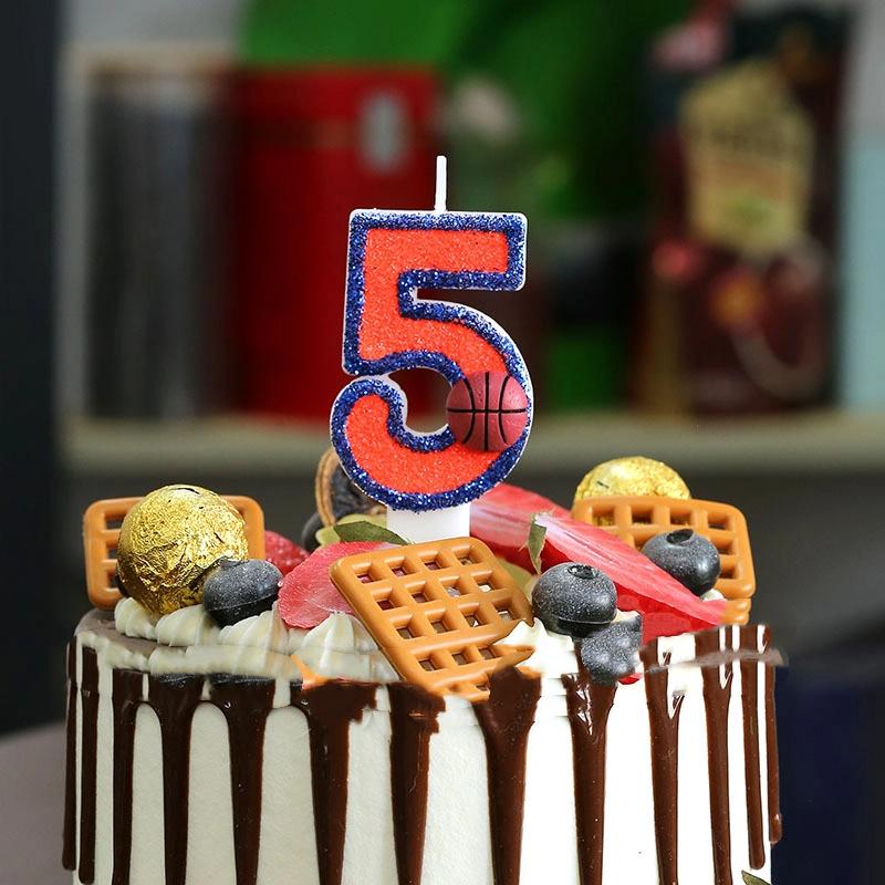 Свечи для дня рождения Vitality Basketball 0-9 Бесплатная комбинация спичек Цифровые свечи идеально подходят для украшения торта для выпечки высокого класса