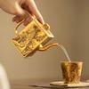 Gilt teapot retro Chinese household teapot four divine beasts square pot kung fu tea set high-end tea brewer