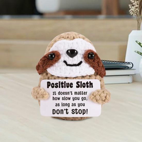 Вязаная крючком кукла-ленивец Мини с поощрительной открыткой Эмоционально-поднимающая поддержка