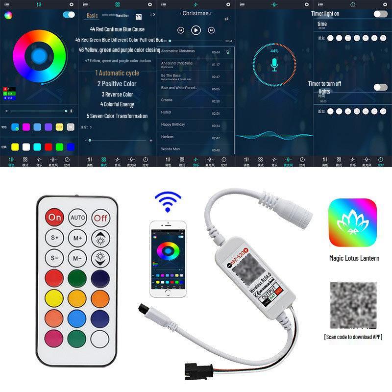 RGB Bluetooth LED-контроллер Shuanghongyuan с 21 клавишей и ИК-диммированием