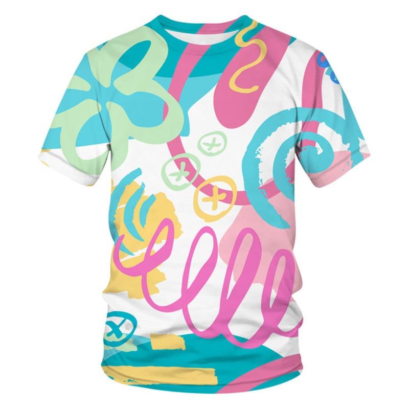 Мужская футболка, летняя, повседневная, с 3D-принтом, однотонная, с коротким рукавом, мужская футболка, пуловер