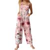 Womens Casual Overalls Jumpsuits Adjustable Straps Sleeveless Print Comfy Rompers With Pocket