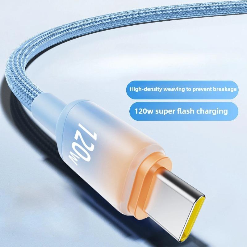 Кабель USB C 120 Вт 6 А для iPhone 16 15 Pro Plus Кабель для быстрой зарядки Type C - Type C для Xiaomi Samsung Huawei Провод градиентного цвета
