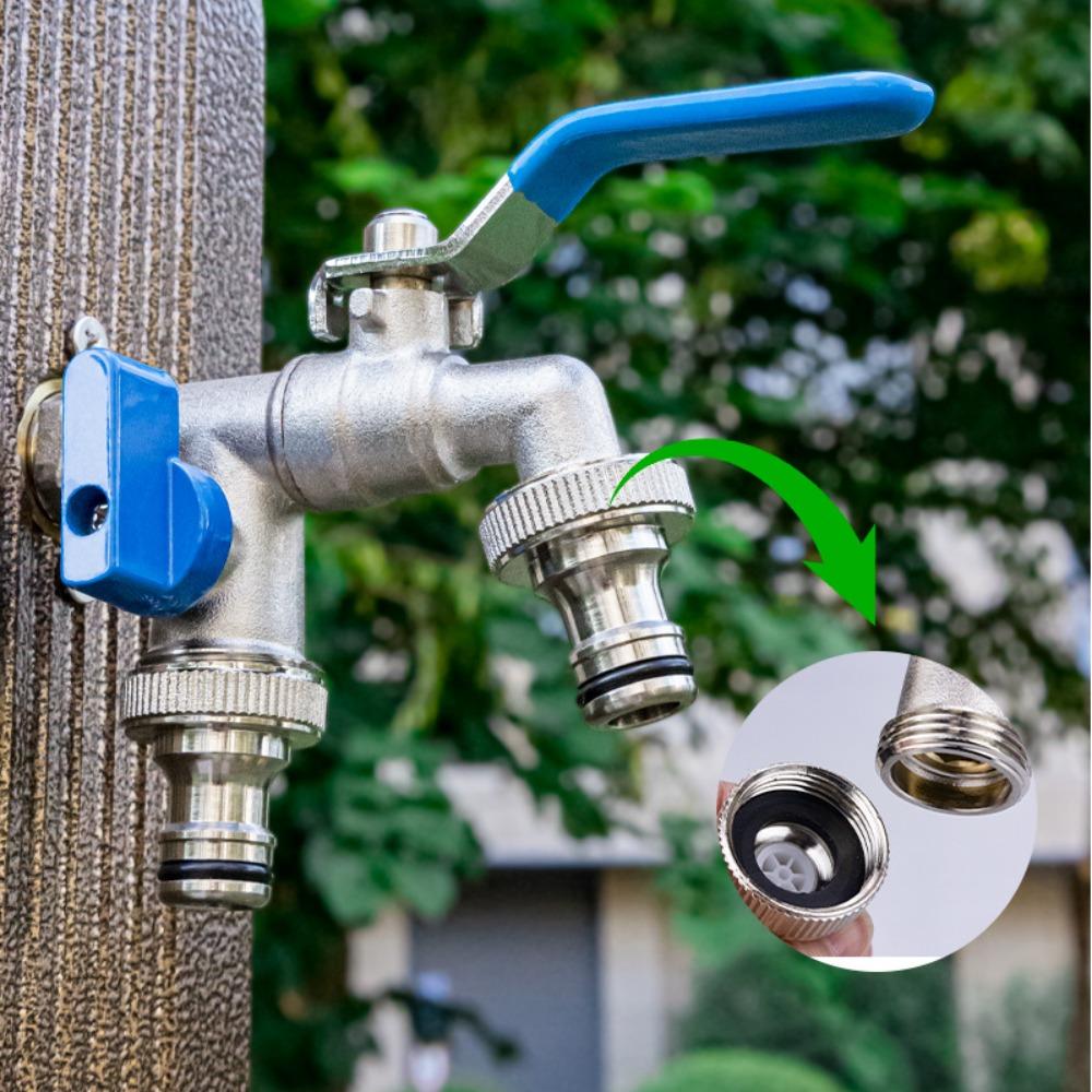 1/2'' Двухвентильный кран для воды Садовое орошение Садовый поливочный клапан-переключатель Аксессуар для стиральной машины Резьбовой Сплав Смеситель для раковины