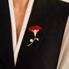 Красная гвоздика брошь Высококачественная женственная роскошная жемчужная брошь Нишевый дизайн булавка костюм аксессуары