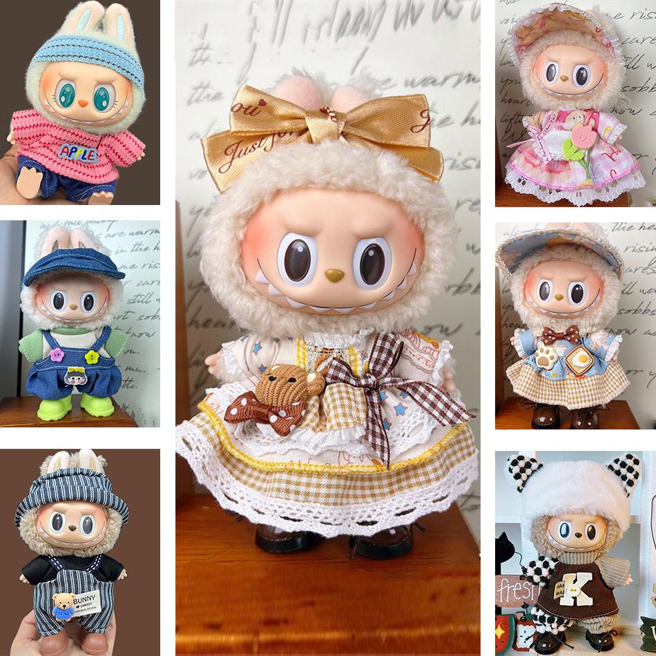 (Только одежда) Аксессуары для одежды Labubu Шляпа V1 V2 V3 Аксессуары для плюшевой куклы Labubu Комплект сменной одежды Сладкие аксессуары