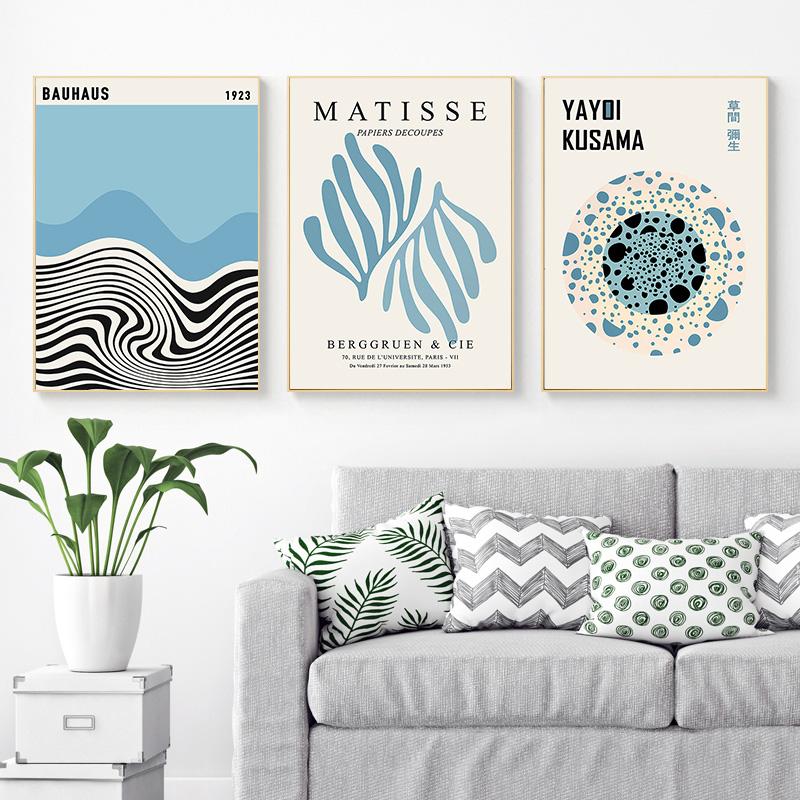 Синий цветочный рынок плакаты и принты Баухаус Уильям Моррис настенная живопись на холсте скандинавская гостиная украшение дома фреска