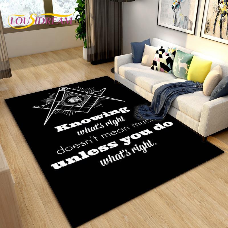 Masonic Carpet Freemason Illuminati Ring Area Rug Large,Carpet All Seeing Eye Rugs Carpets for Living Room,Fitness Pet Floor Mat