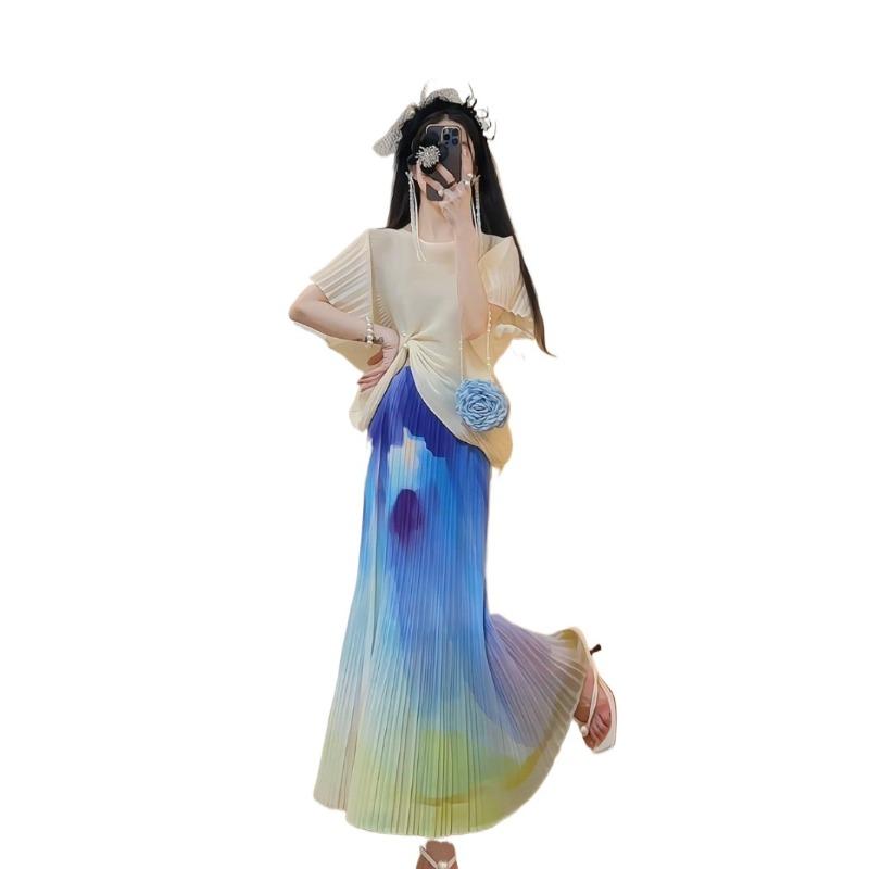 Летняя новая плиссированная полуюбка фиолетового цвета в западном стиле для женщин