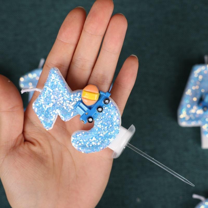 Тема инженерной техники Свеча с номером на день рождения Креативная вставка для украшения торта Свеча с номером ручной работы 0-9