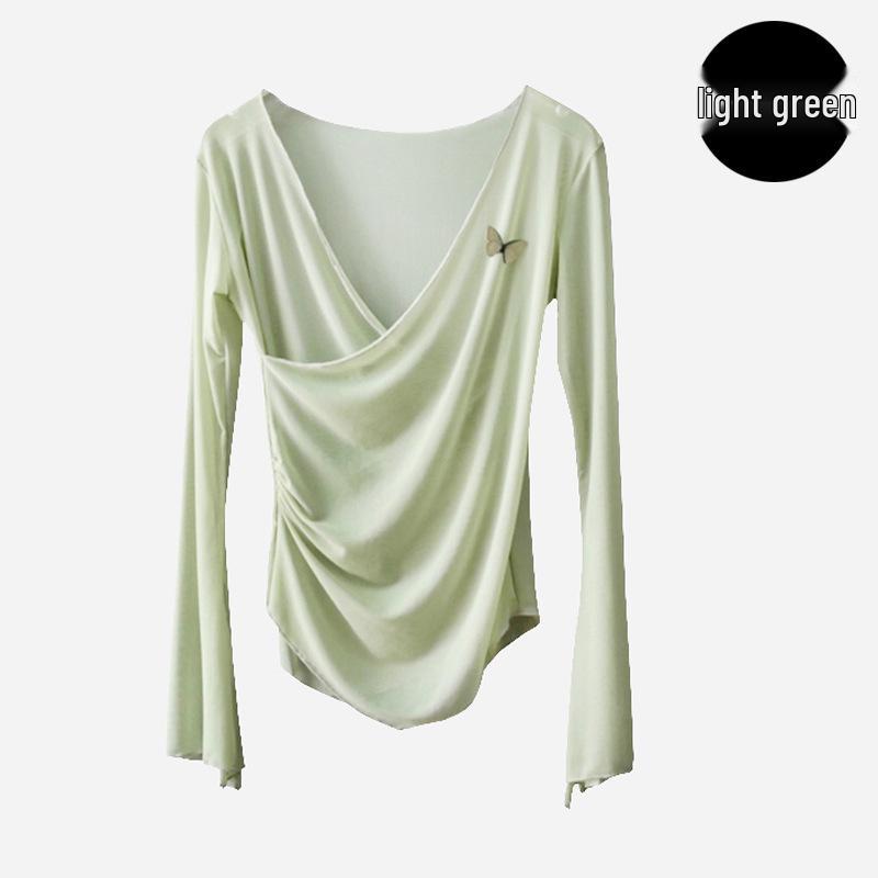 Взрослый женский этнический танцевальный топ из марли с бабочками для современного и классического танца