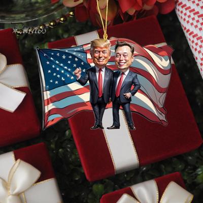Рождественское украшение Трампа 2024 года, забавное акриловое украшение Трампа, подвесное украшение на рождественскую елку для заднего вида автомобиля, аксессуар