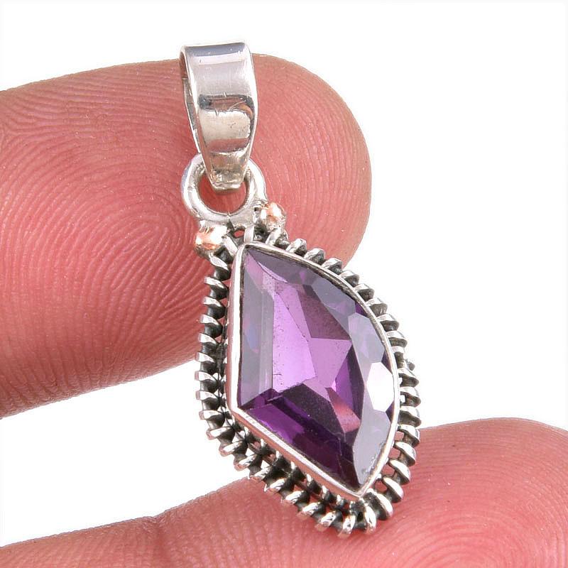 Natural Alexandrite Gemstone Handmade 925 Solid Sterling Silver Pendant 1'' c7H39