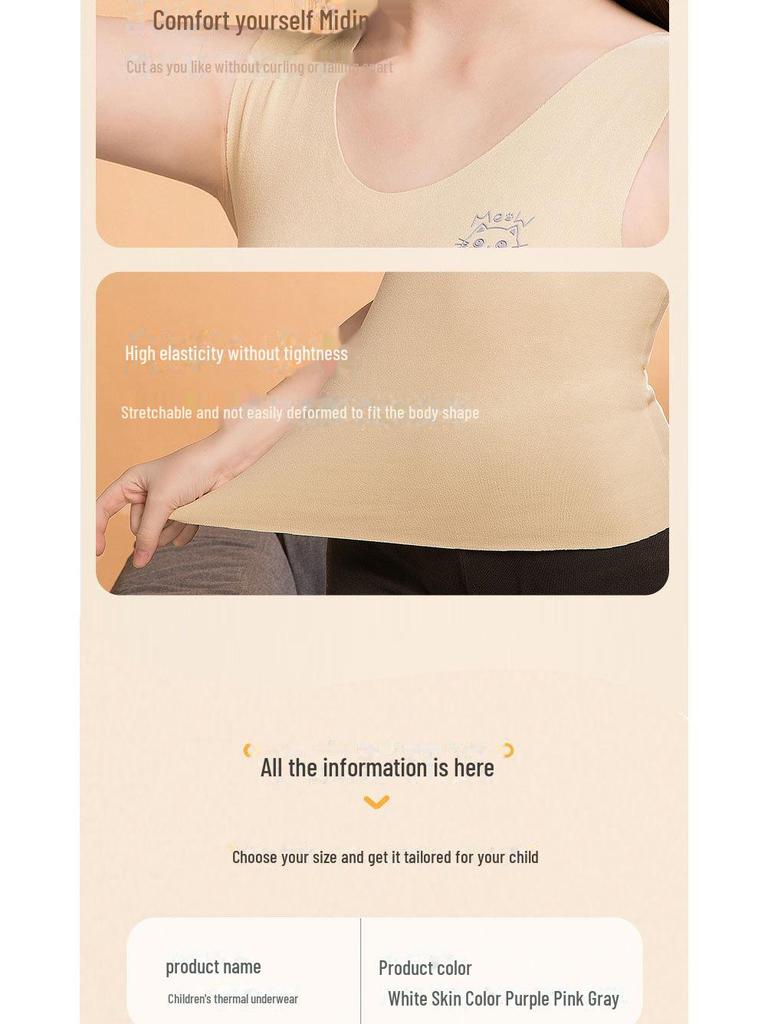 Girls' Seamless Thermal Vest with Chest Pad - Autumn/Winter