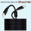 Удлинительный кабель USB 2.0 Тип A Папа к Тип A Папа AM к AM Черный Перемычка (3 фута/1 м)