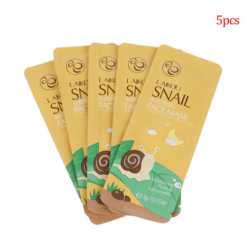 5Pcs Snail Face Mask No Washing Portable Travel Anti Wrinkle Moisturizing Mask