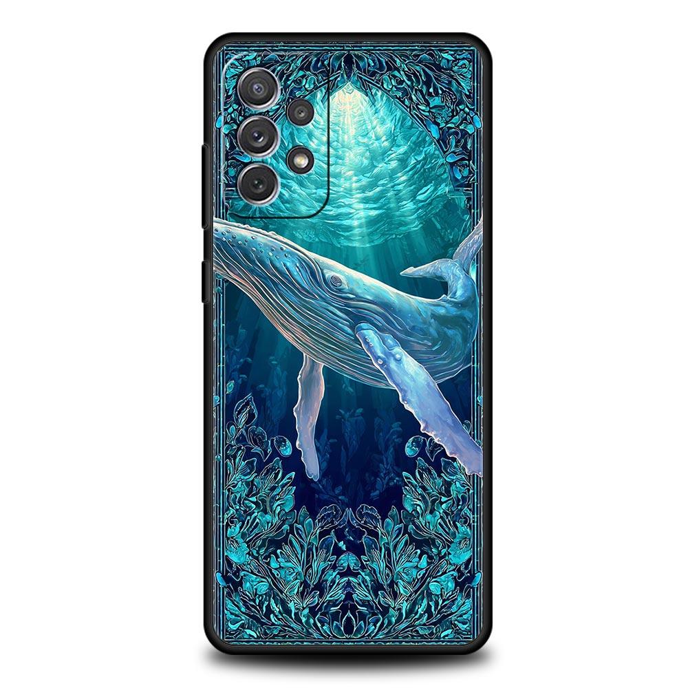 Синий чехол для телефона с изображением морской рыбы для Samsung Galaxy A55 A35 A15 A14 A13 A25 A54 A51 A71 A72 A73 A32 A52 A41 5G Мягкий ТПУ чехол Fundas