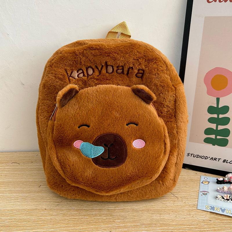 1Pc  Style Kapibala Doll Plush Backpacks Large Capacity Cartoon Capybara Backpack Plush Women Bag Gift For Kids