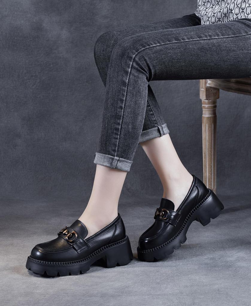 Подлинные толстые толстые высокие красивые легкие кожаные [ZUYEE] женские мокасины, кожа, каблук, подошва, усилитель, ноги, для поездок на работу, в школу, для прогулок, обувь,