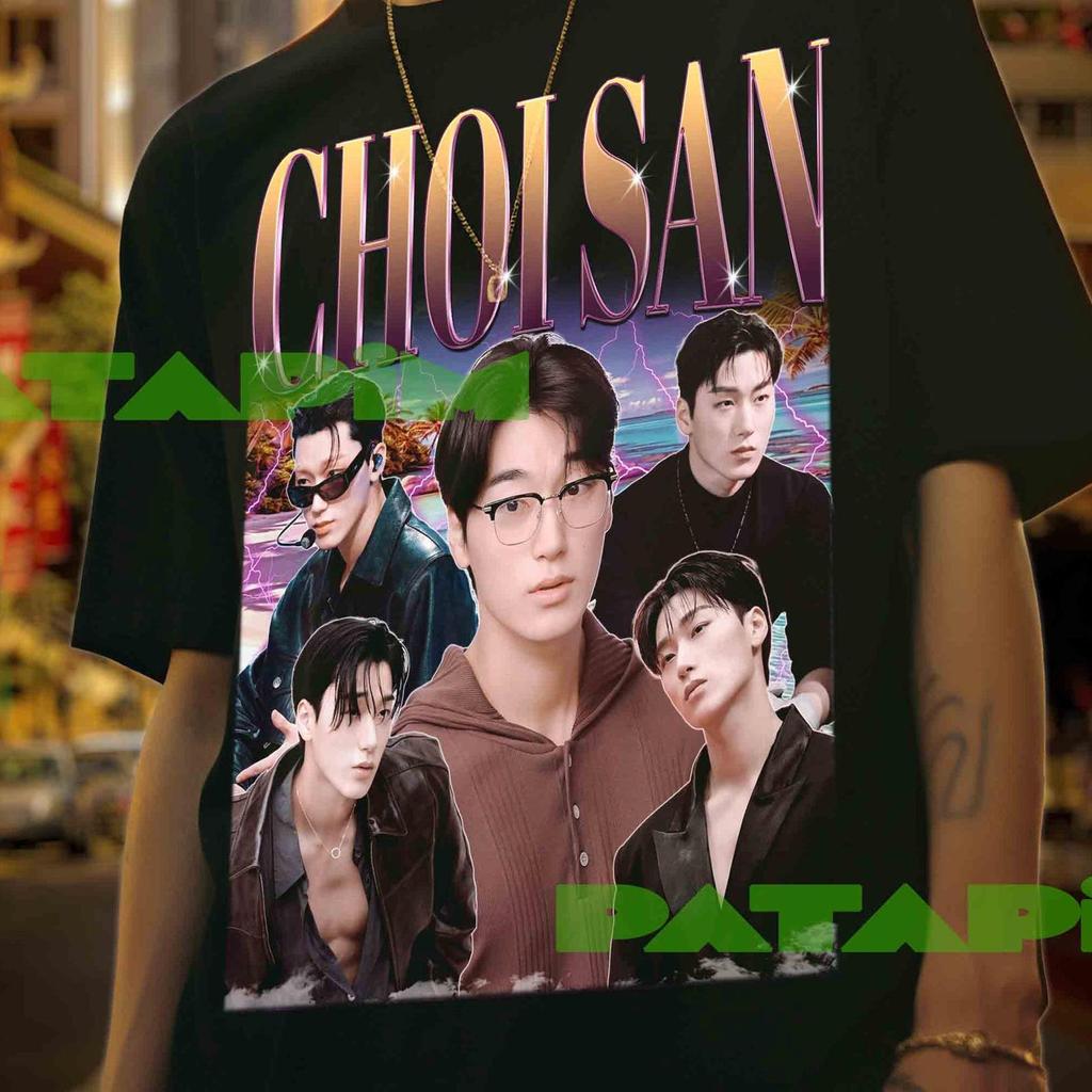 Футболка с изображением K-pop айдола Чхве Сана: Ретро футболка с мерчем Ateez