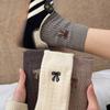 Female Autumn and Winter All Match Embroidery Bow In The Tube Pile Socks