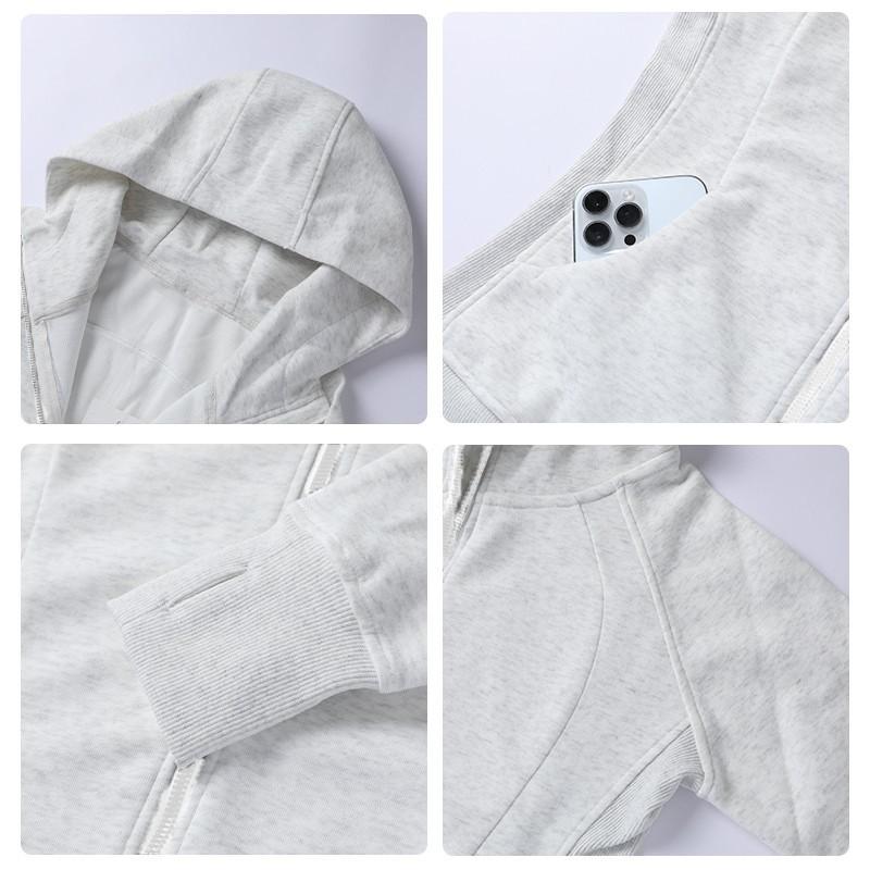 Womens Slim Fit Fleece-Lined Hooded Sweatshirt Short Length Long Sleeve Casual Top Winter