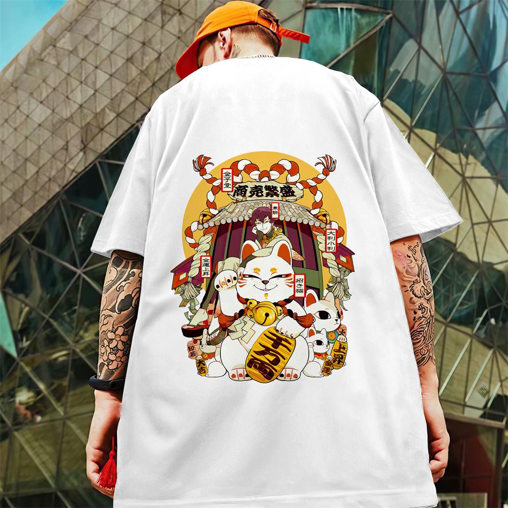 Новая мужская футболка с 3d самурайским котом, футболка с короткими рукавами, лето 2024, быстросохнущие повседневные футболки, топы, повседневная футболка большого размера для мужчин