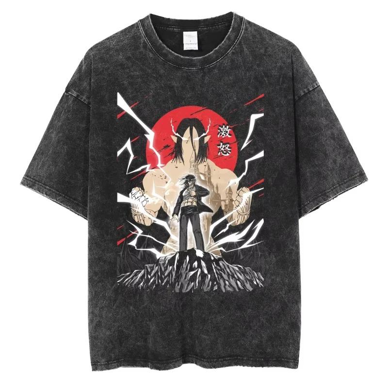 New Short Sleeved Round Neck Yk Tshirt Men New in Top Tees Mens Parentchild TShirt Anime Attack on Titan Eren Jaeger