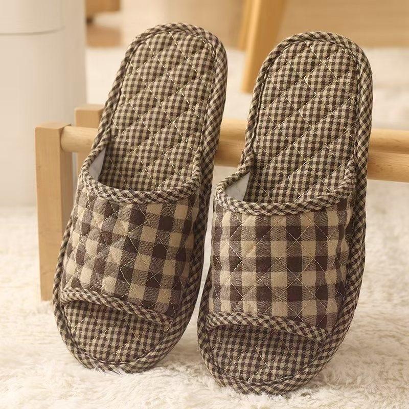 Новые хлопковые тапочки на все четыре сезона с нескользящей тканевой подошвой, мужские и женские, для дома, бесшумные, для деревянного пола