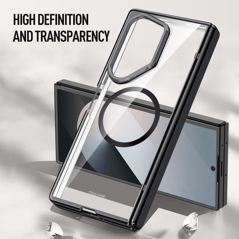 For Samsung Galaxy Z Fold 6 Magsafe Case Transparent Hinge All-inclusive Folding Shockproof Magnetic Wireless Charging Cover