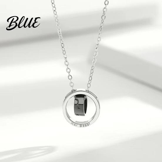 Symbolic Love Necklace Ring Charm Couple Dual Rings Pendant Her