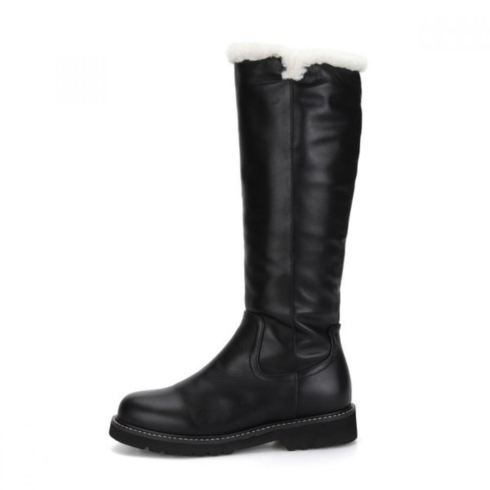 Barbara 3cm Fur Leather Long Boots Bbf861bk