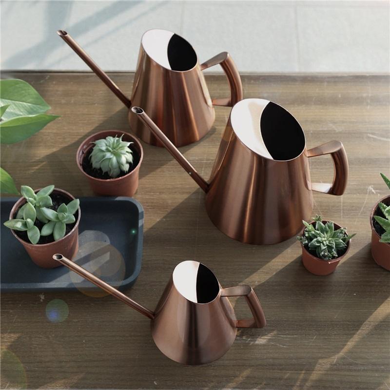 400/900/1500ml Household Stainless Steel Watering Can Pot Garden Green Plant Flower Watering Kettle Bronze Garden Accessories