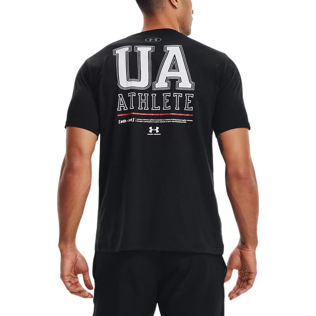 Under Armour Футболка для тренировок с принтом букв и логотипа, дышащая, мужская, черная 1352043-001
