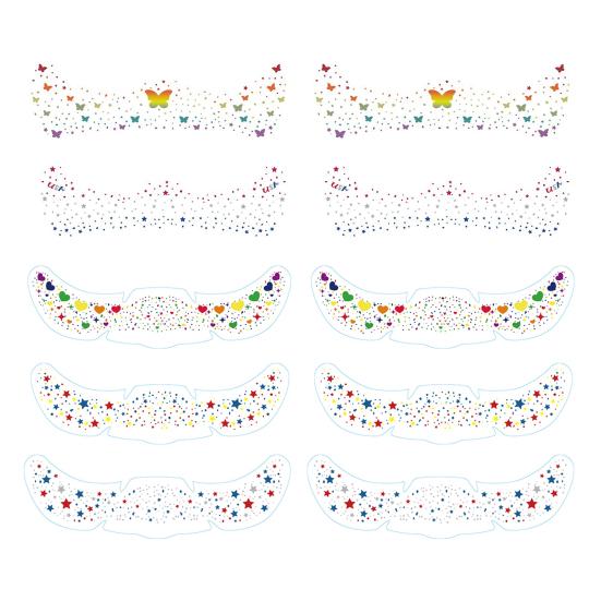 Радужный фестиваль наклейки на лицо Металлические веснушки Наклейки в виде сердечек Водостойкие временные татуировки для вечеринок фестивалей фотобудок