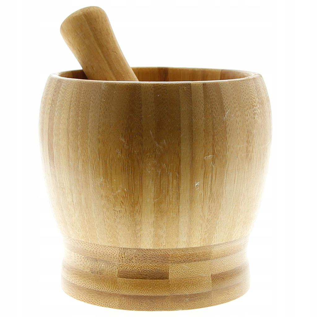 Bamboo Wooden Kitchen Mortar With Pestle For Herbs And Spices
