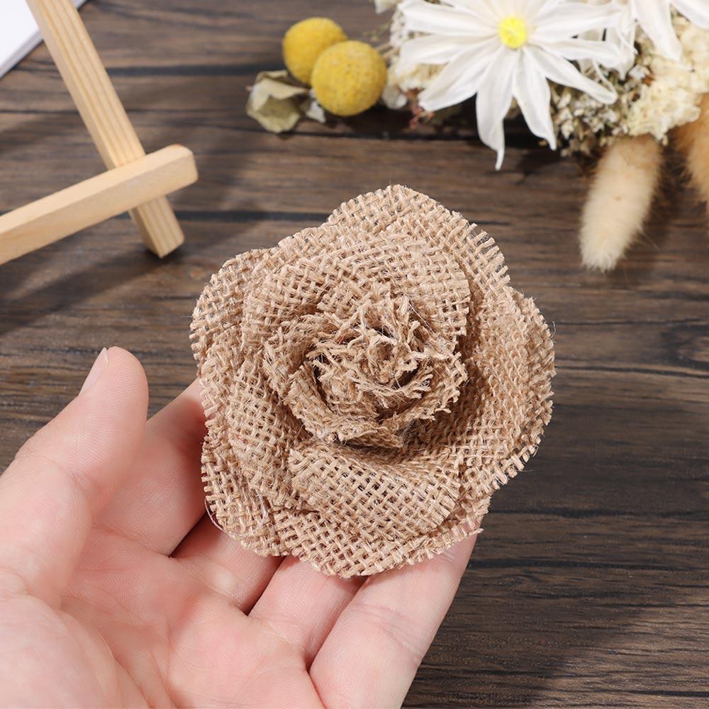 Party Supplies Home Decor Retro Wedding Decoration Jute Burlap Natural Hessian Handmade Flowers