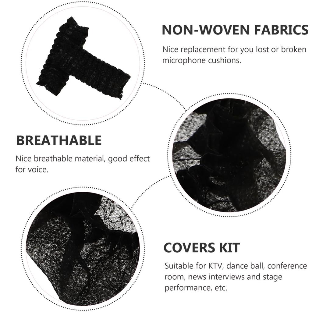 Ibasenice Одноразовые нетканые чехлы для микрофона, упаковка 200 штук, Защита для микрофона для караоке, Снижение шума, Защита от брызг, Ветрозащита,