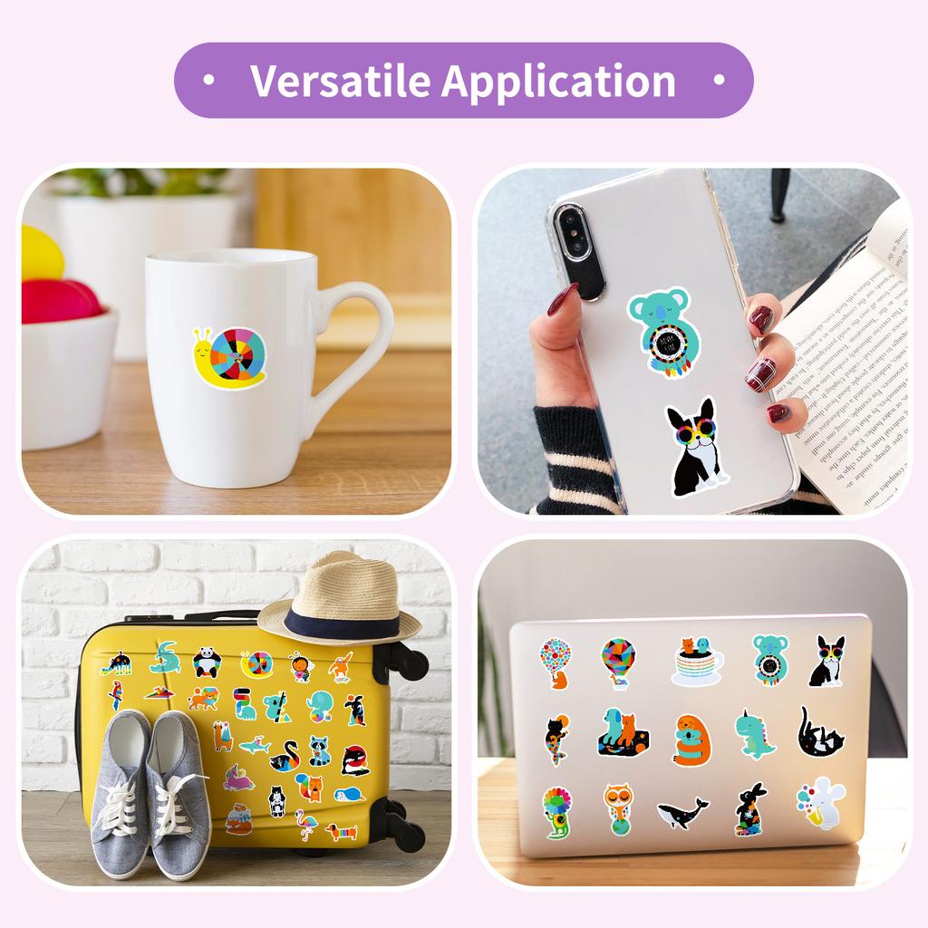 50 шт. Разноцветные наклейки с граффити животных, Милые мультяшные наклейки для ноутбука, Багажа и Декора