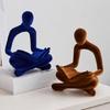Abstract Flockeds Thinker Statue Resins Art Sculpture for Modern Home Decoration on Shelf or Desktop