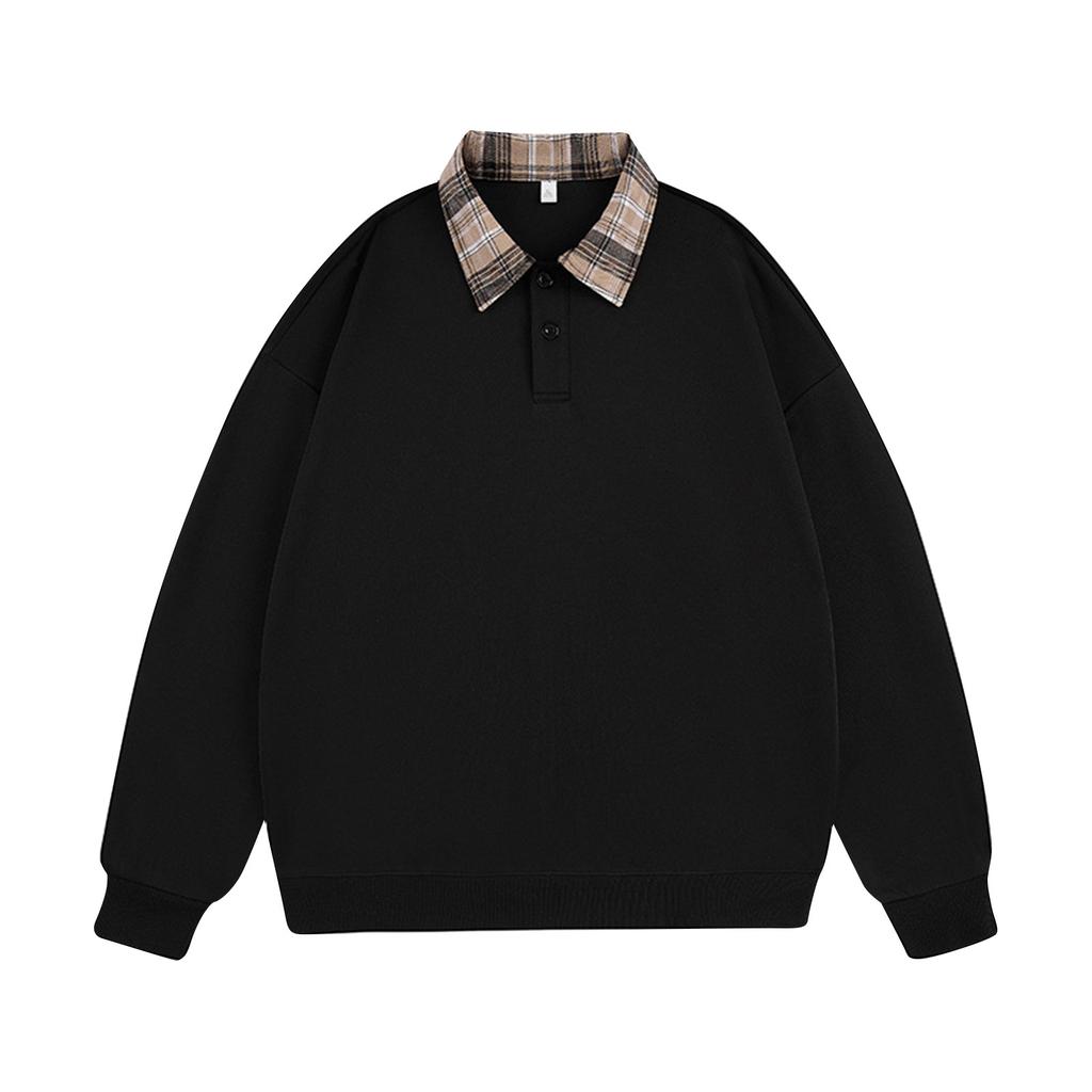 Толстовка с отложным воротником и заплатками на плечах, повседневный спортивный топ