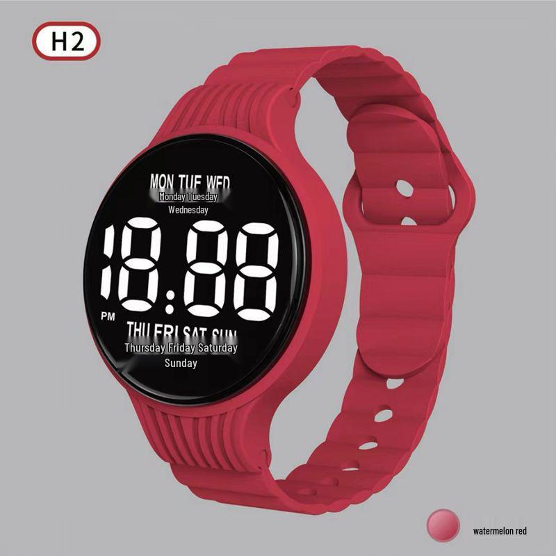 Светодиодные светящиеся цифровые спортивные часы H2 – Круглые, дизайн интернет-знаменитости для студентов
