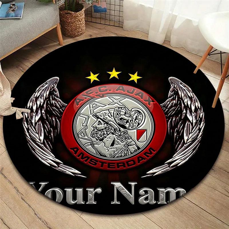 AFC Ajax Custom Name Round Area Rug,Carpet Rug for Living Room Bedroom Sofa Playroom Decor,Non-slip Floor Mat