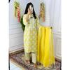 Indian Women Kurta Pant Dupatta Set Designer Party Wear Cotton Kurti Salwar Suit VSO-1738 C