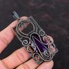 Кулон из фиолетового огненного лабрадорита, кулон, обернутый медной проволокой, оригинальный кулон с драгоценным камнем, медное украшение ручной работы, подарок для него, украшение, обернутое проволокой