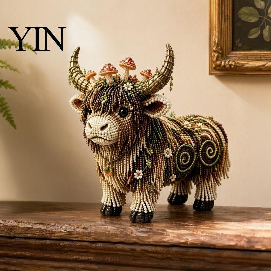 Craft Kit for Adults Highland Cow Bead Kit, Mythical DIY Tiny 3D Beaded Animal, Art Project Teens Handmade Gift Complete Crafting Set