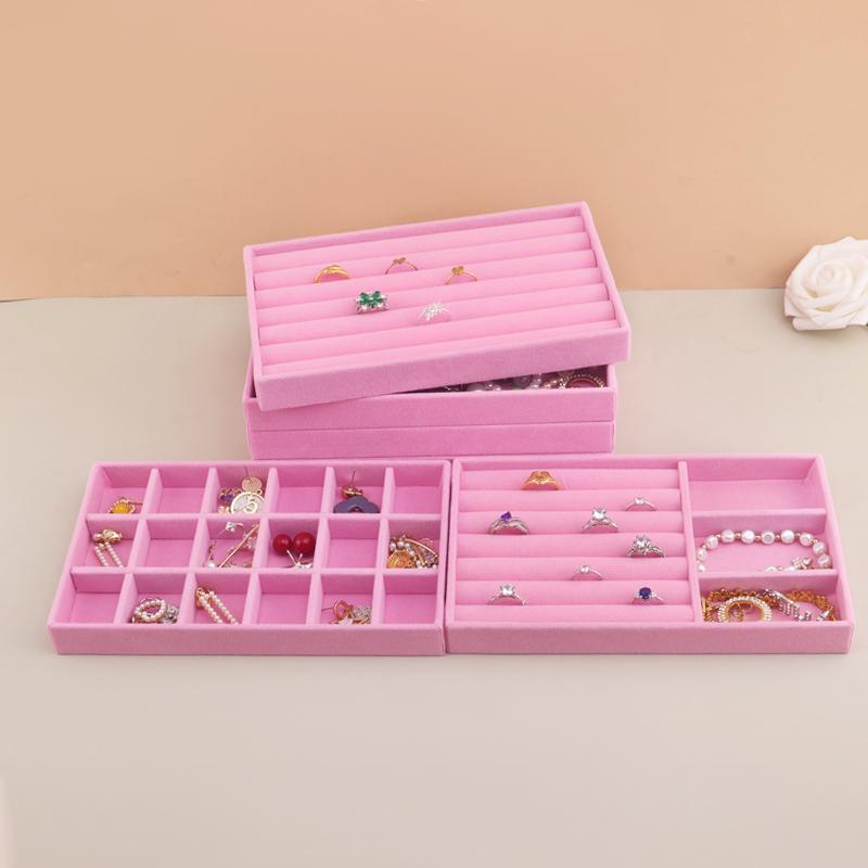 Бархатный поднос для хранения украшений, ящик для хранения, небольшие, складные розовые шкатулки и упаковка для украшений, подходящие для колец, сережек, простые и практичные