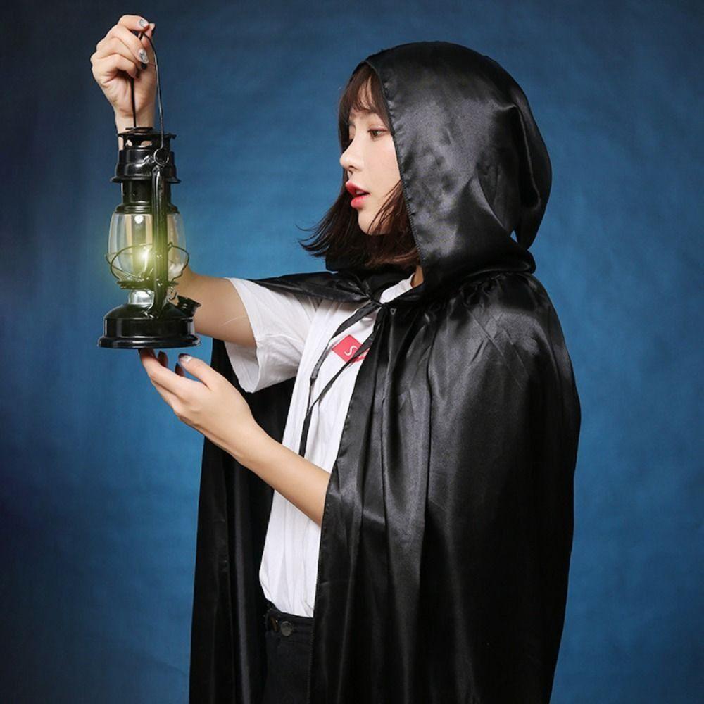 Mopping Halloween Cloak Solid Color Costume Cosplay Cape Reusable Witch's Cloak  Kid